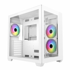 FSP CMT380 CUBE ARGB Gaming Case (3*120MM ARGB FAN) -White (Dual-Chamber design/Dual tempered glass)