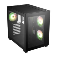 FSP CMT380 CUBE ARGB Gaming Case (3*120MM ARGB FAN) -BLACK (Dual-Chamber design/Dual tempered glass)