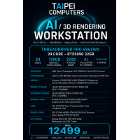 Taipei AI/3D Rendering Workstation Threadripper PRO 9965WX 24 CORE -RTX5090 32GB D7 (RTX-powered AI)-128GB  D5 6400 RDIMM ECC Registered (Octa Channel)-1TB GEN 5 12000MB/s +4TB GEN 4 7400MB/s