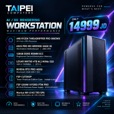 Taipei AI/3D Rendering Workstation Threadripper PRO 9965WX 24 CORE -RTX PRO 4000 24GB DDR-7 ECC-128GB D5 RDIMM ECC Registered-8TB GEN 4 7400MB/s NVME (4TB*2)