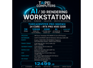Taipei AI/3D Rendering Workstation Threadripper PRO 9965WX 24 CORE -RTX PRO 4500 32GB DDR-7 ECC-128GB D5 6400 RDIMM ECC Registered (Octa Channel)-1TB GEN 5 12000MB/s +4TB GEN 4 7400MB/s