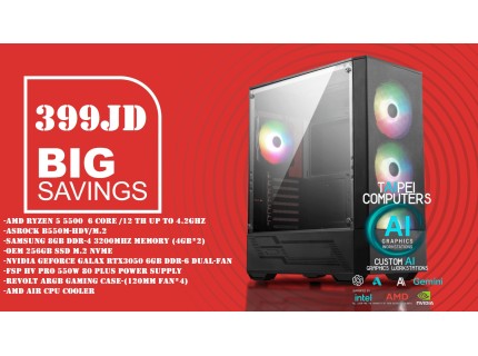 Taipei SUPER Budget Gaming AMD PC-Ryzen 5 5500 Up To 4.2GHZ -RTX3050 6GB  (RAM Crisis Offer #3) 399JD