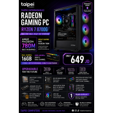 Taipei (Upgradable) Radeon Gaming PC RYZEN 7 8700G-AMD Radeon 780M Graphics/16GB D5 6000 (8GB*2) Dual Channel