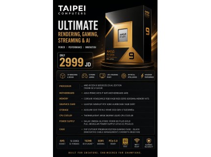 Taipei AMD X3D2 EXTREME Gaming & Streaming/Rendering/AI PC Workstation 2026 RYZEN 9 9950X3D2 Dual Edition-RTX5080 16GB D7-64GB 6000MHZ-GEN 5 10200MB/s Nvme