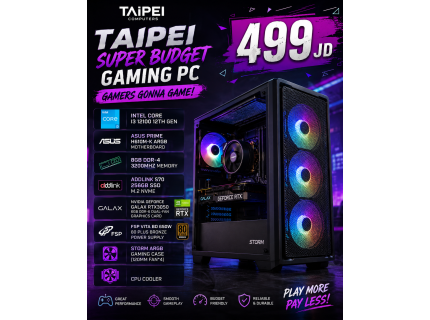 Taipei SUPER Budget Gaming PC-I3 12100-RTX3050 6GB (Gamers Gonna Game) 499JD