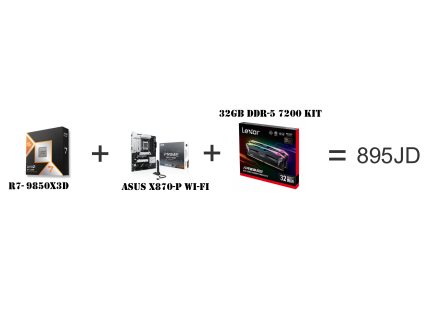 AMD RYZEN 7 9850X3D & ASUS PRIME X870-P WIFI & LEXAR ARES 32GB DDR-5 RGB 7200MHz Memory KIT (16GBX2) Bundle 