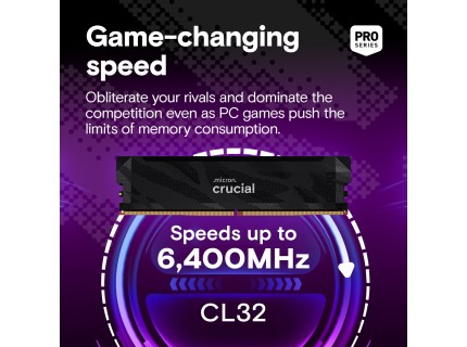 Crucial Pro 32GB DDR-5 6400MHz (16GBX2) Kit Gaming Memory (AMD EXPO/INTEL XMP) (CL32)